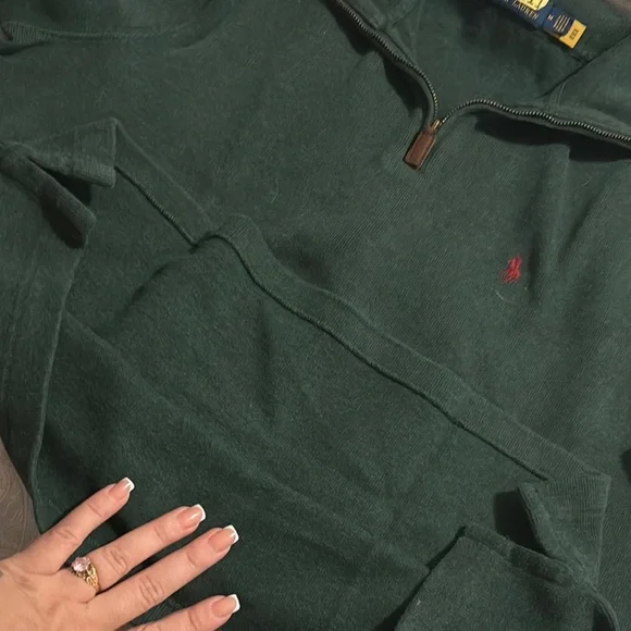 Polo by Ralph Lauren Forest Green Zip-Up Sweater - Picture 3 of 3